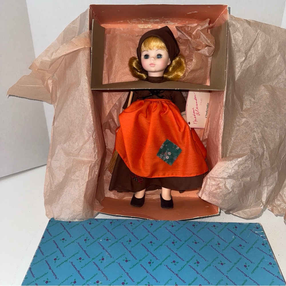 Vintage Cinderella Doll with Orange and Brown Dress